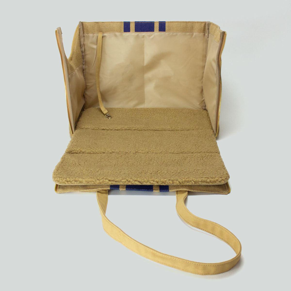 Convertible Dog Carrier - Striped Navy - Zipper