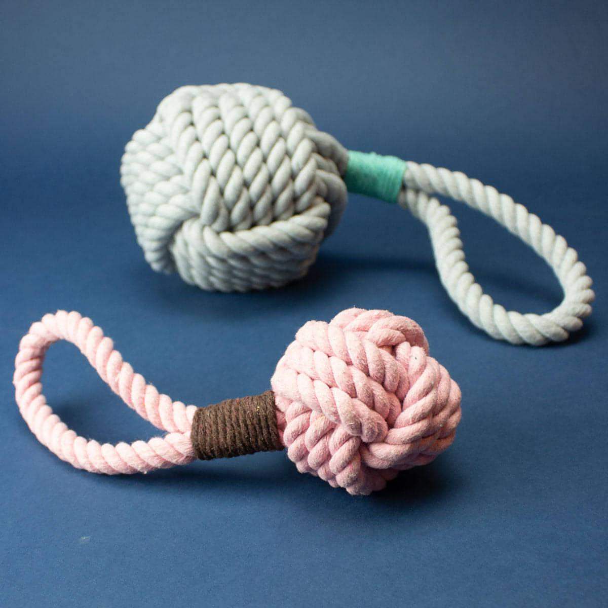 Small Durable Rope Dog Toy - Pink - Cotton Rope with Handle for Interactive Play and Exercise