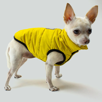 reversible dog puffer vest sunny side up