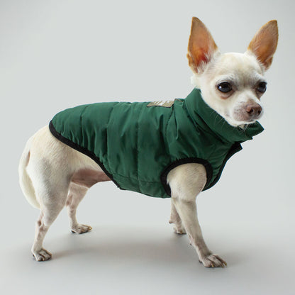 reversible dog puffer vest tropical camo