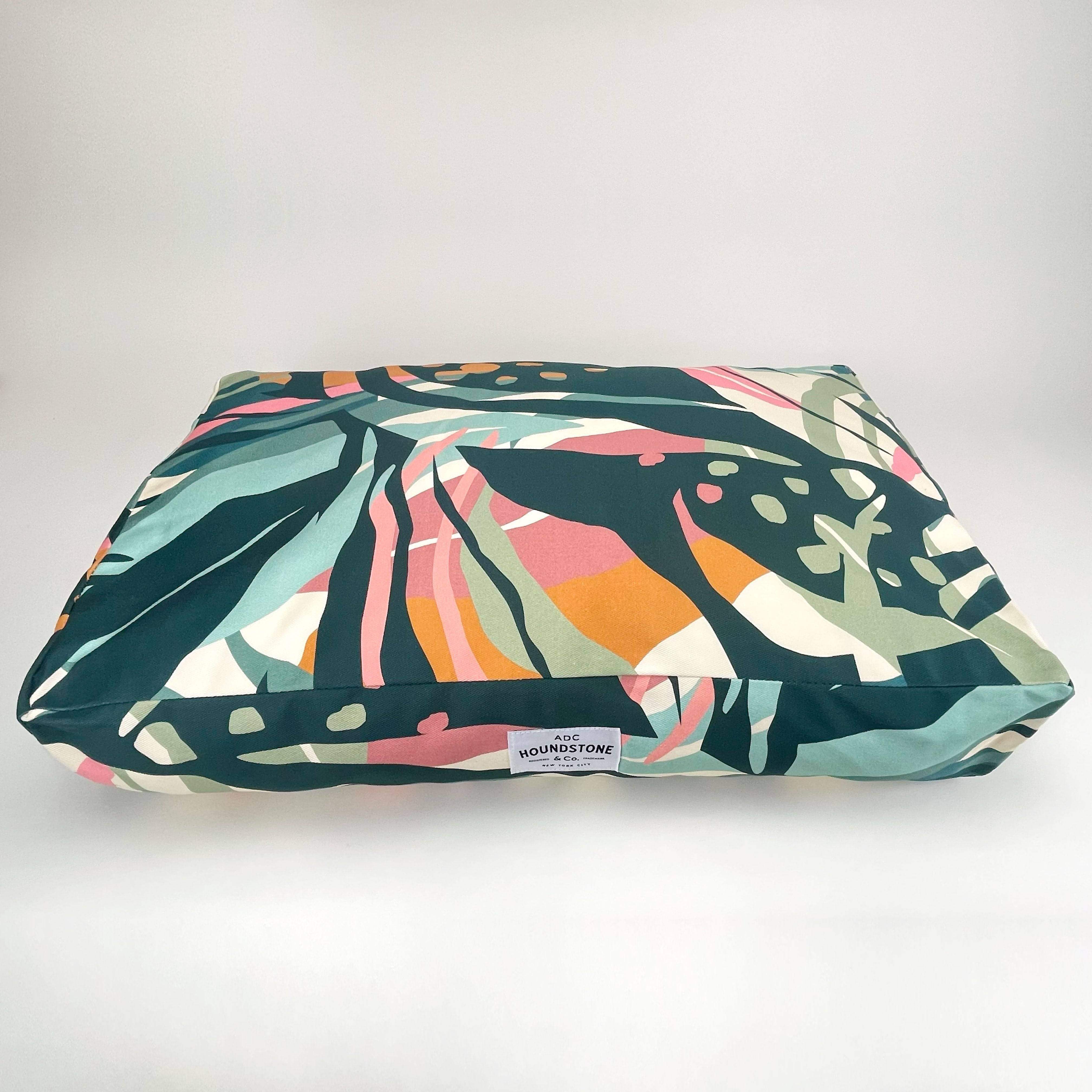 Houndstone Dog Bed, Waterproof Liner, Made in USA - Abstract Tropics