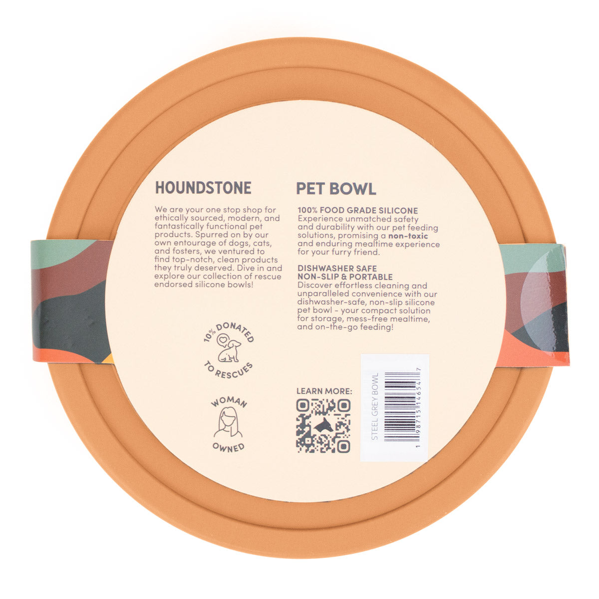 Houndstone BPA Free Silicone Dog Bowl, 4.5 Cups, Dishwasher Safe, Marigold