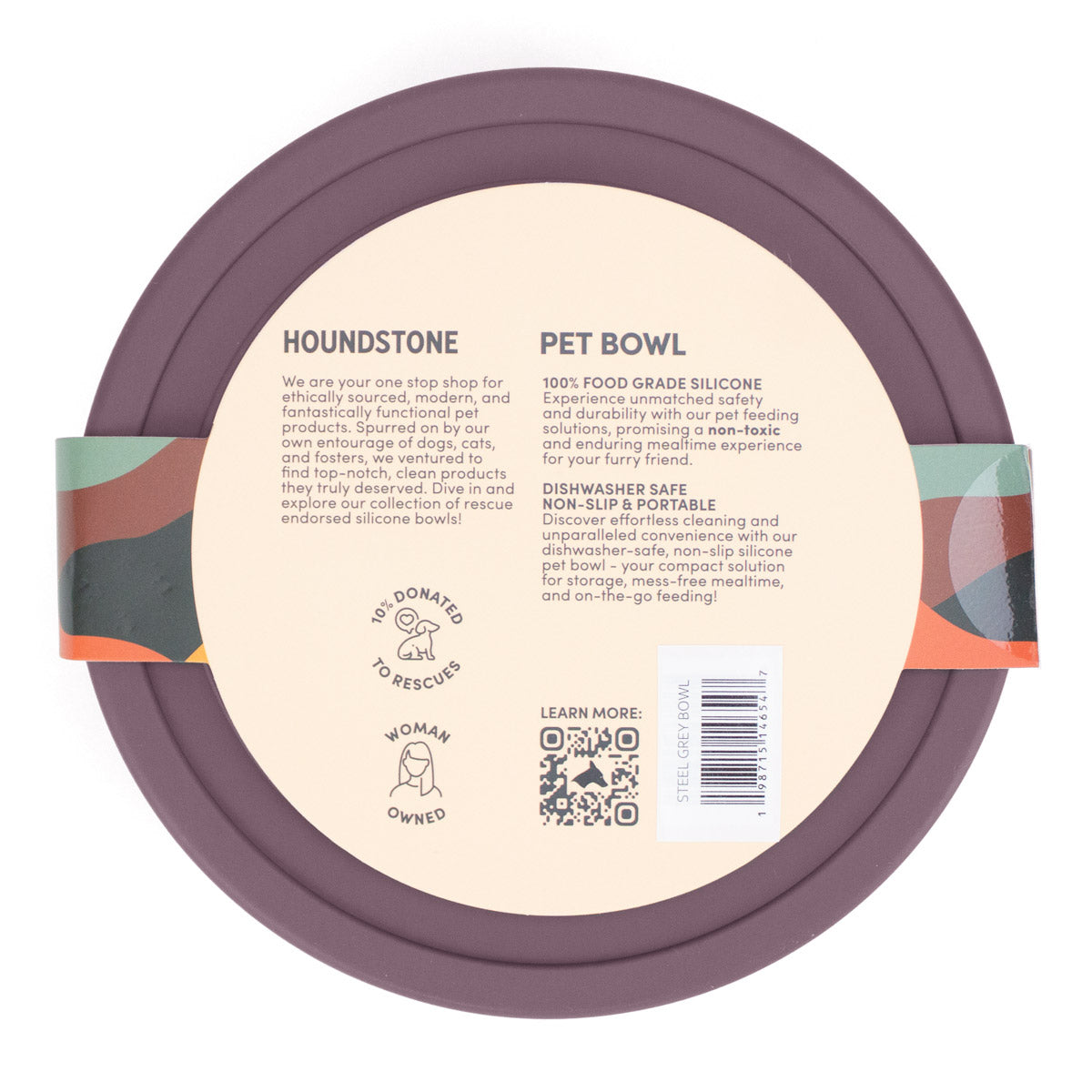 Houndstone BPA Free Silicone Dog Bowl, 4.5 Cups, Dishwasher Safe, Plum