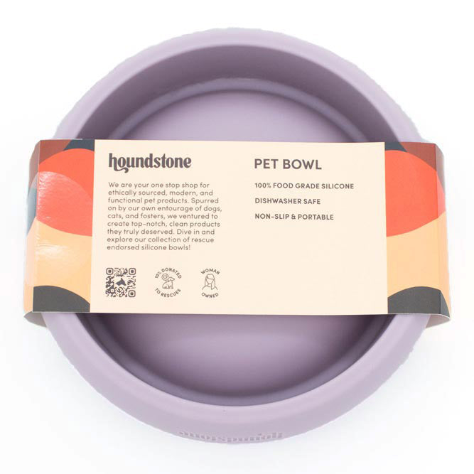 Houndstone dog bowl view from bottom of dog bowl with packaging