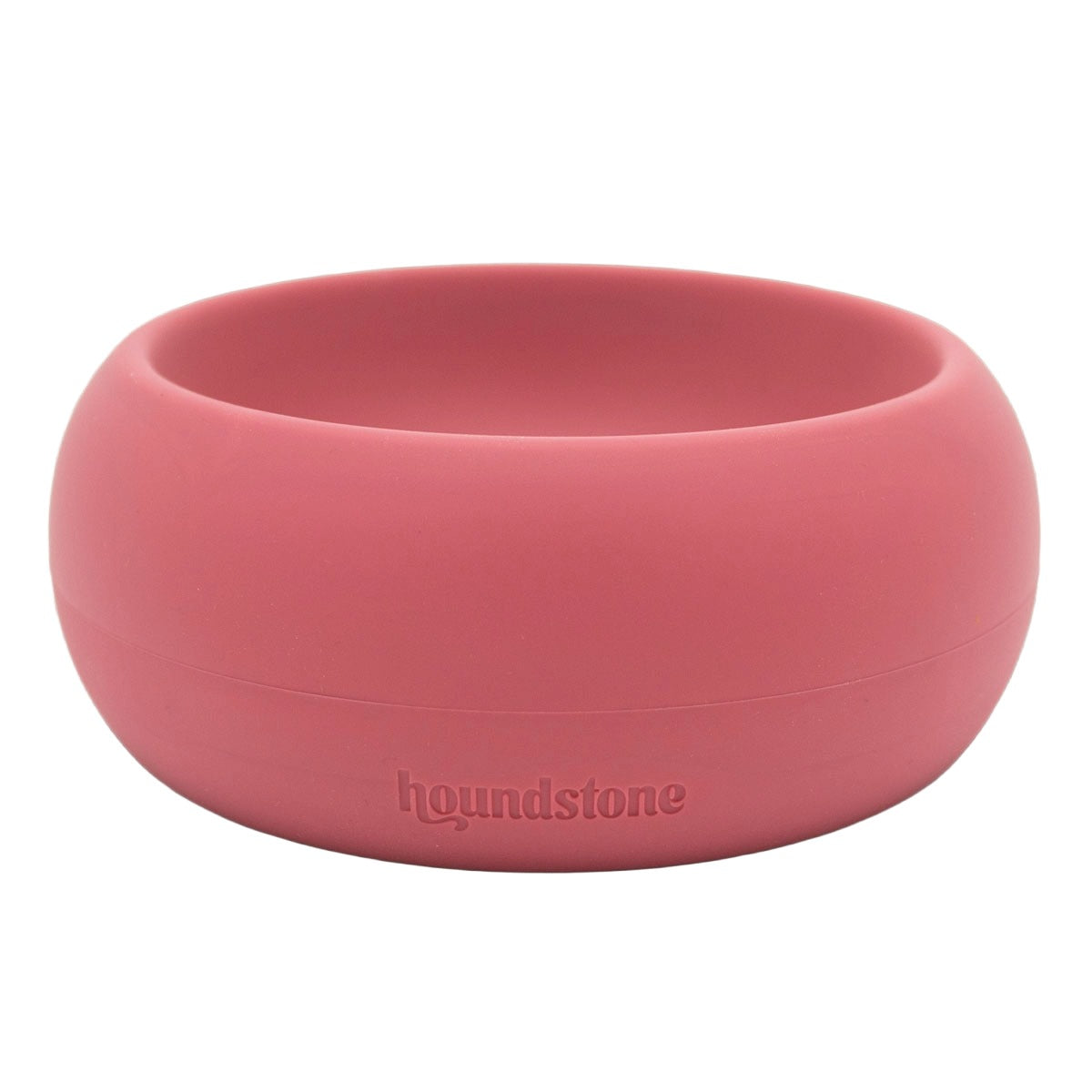 houndstone coquito silicone dog food bowl in rosewood color with houndstone logo 