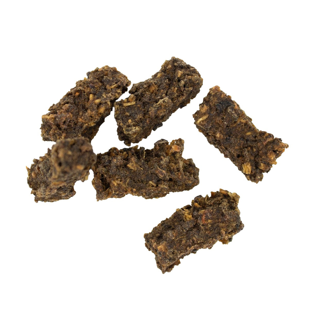 Six pieces of Houndstone Mussel Crunch dehydrated dog treats