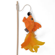 Goldfish Cat Toy Wand, with Bamboo Handle, Bell & Feathers