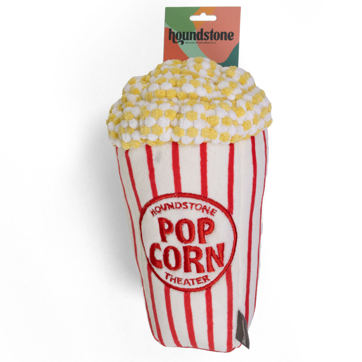 Popcorn Plush Dog Toy, with Squeaker