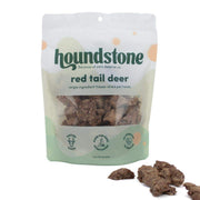 Houndstone red tail deer freeze dried dog treats, hypoallergenic dog treats packaging on a white background