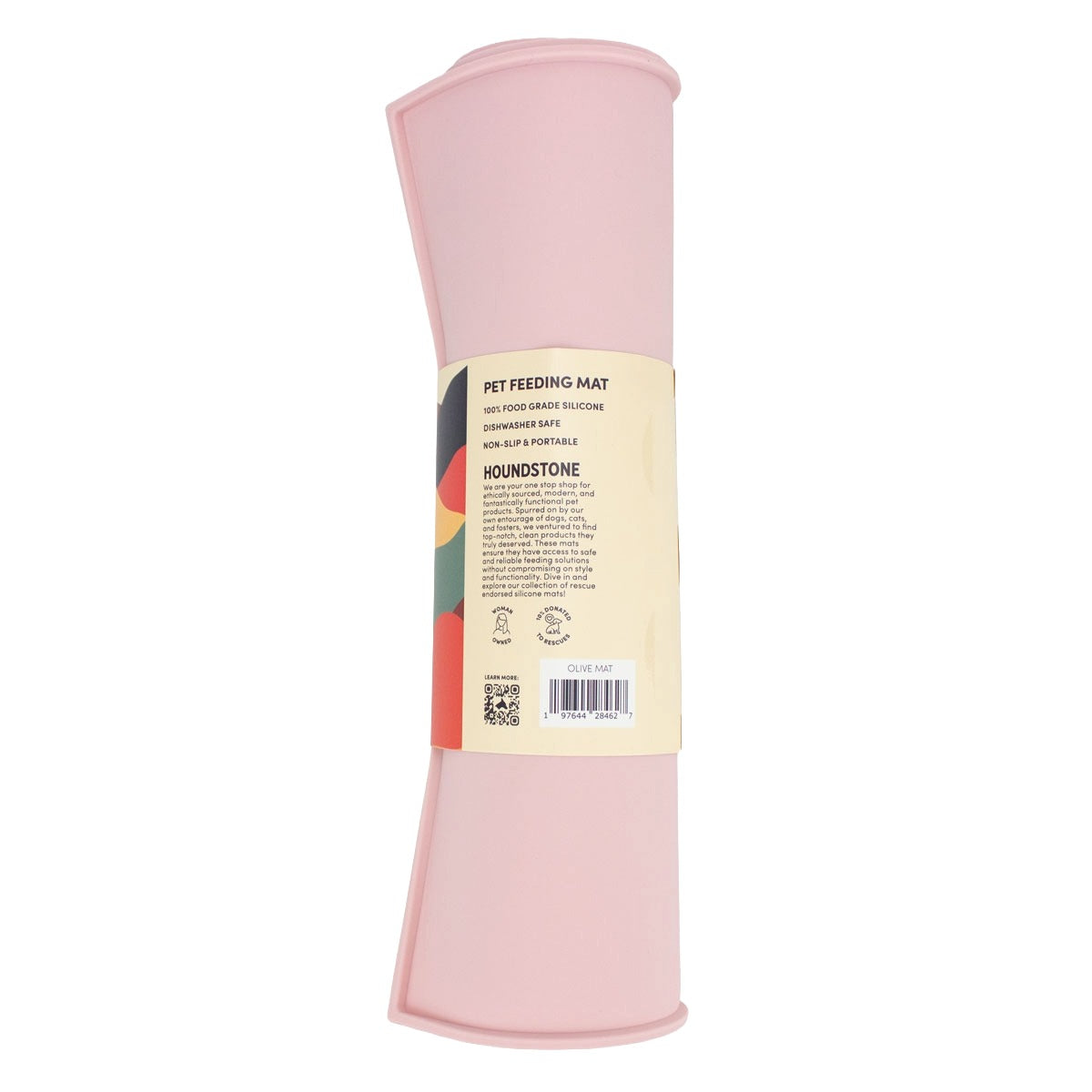 Houndstone silicone dog bowl mat in pink