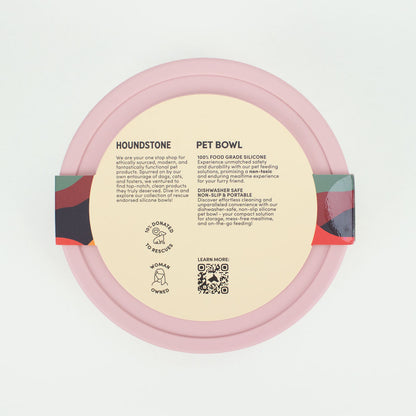 Food Grade Silicone Dog Bowl - Pink, 4.5 Cups Volume, Dishwasher Safe, Non-Slip