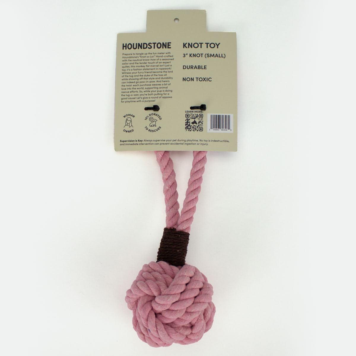 Small Durable Rope Dog Toy - Pink - Cotton Rope with Handle for Interactive Play and Exercise