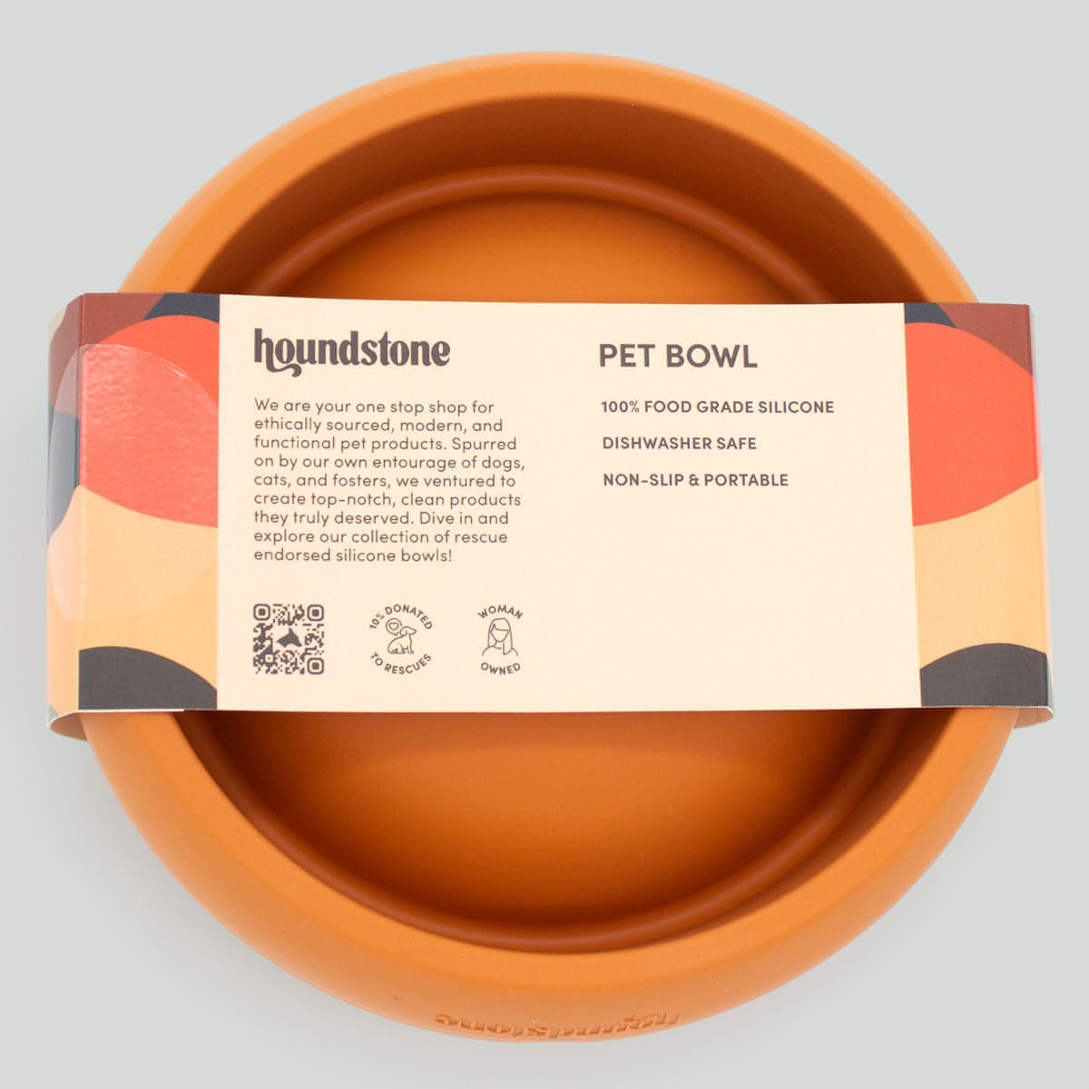 Houndstone Small 1 Cup Silicone Dog Bowl, Dishwasher Safe, Marigold