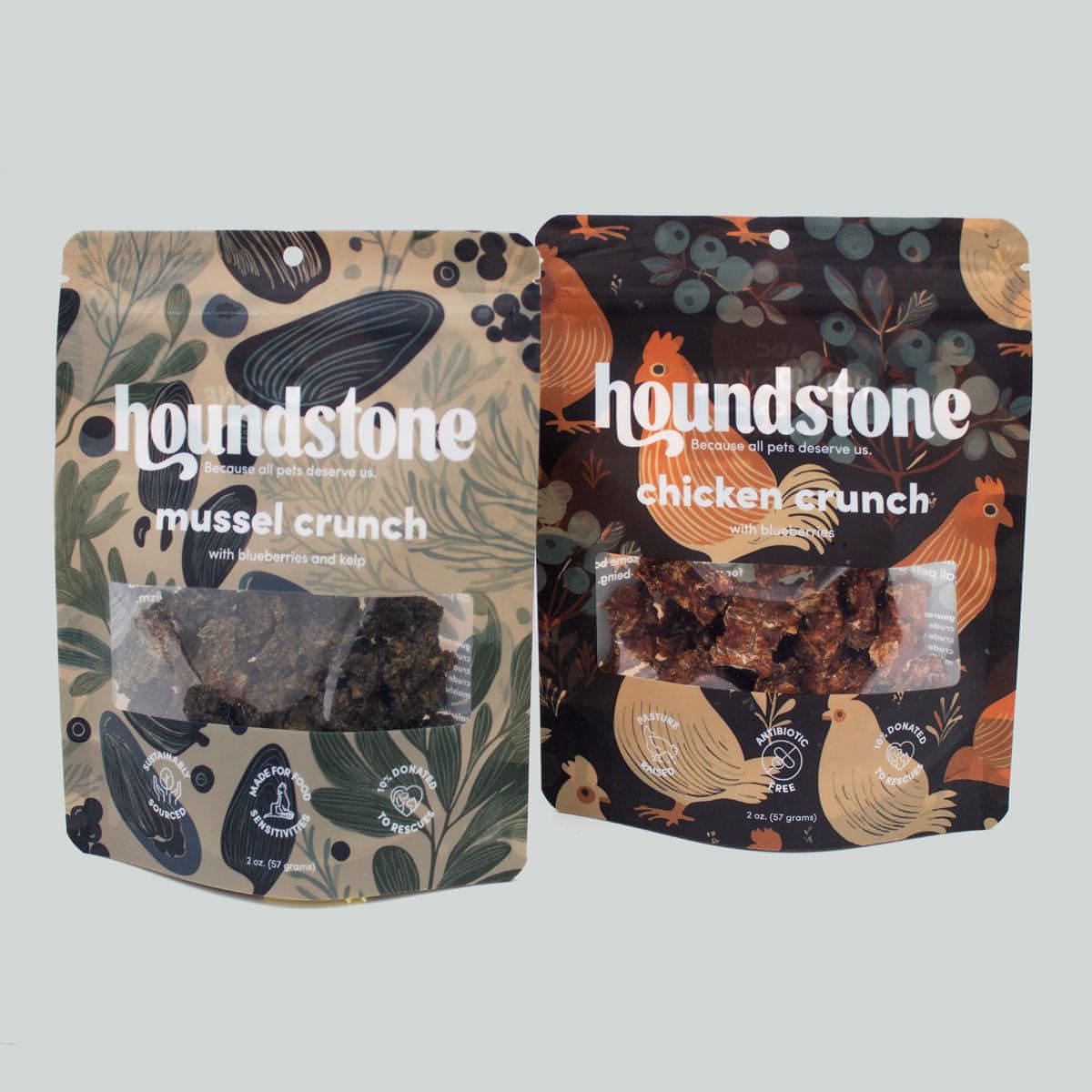 houndstone freeze dried dog treats chicken and mussel crunch