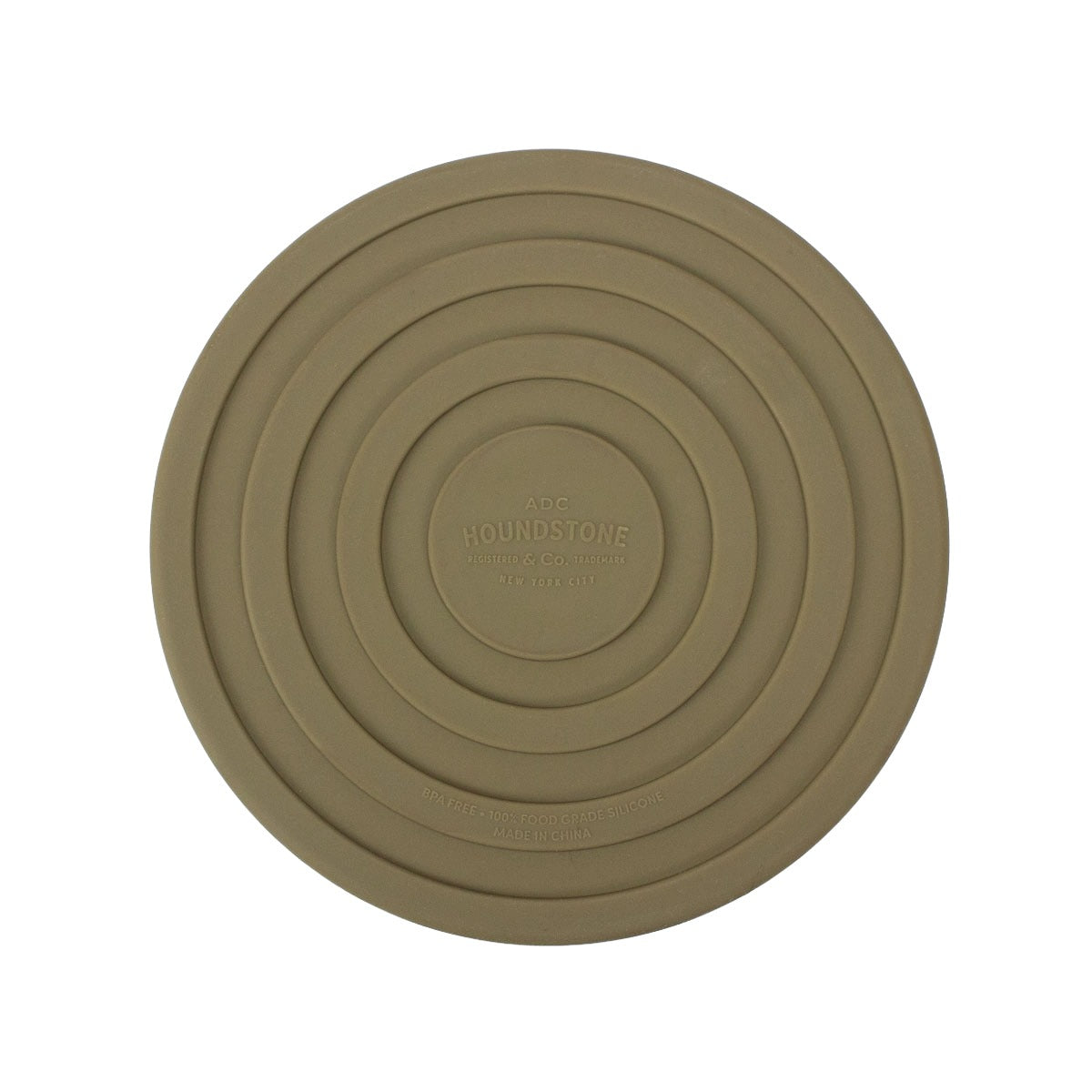 houndstone silicone dog bowl in olive bottom view with non-slip rings