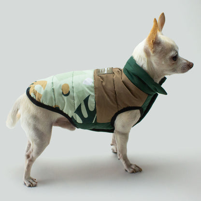 Reversible Dog Puffer Vest - "Tropical Camo"
