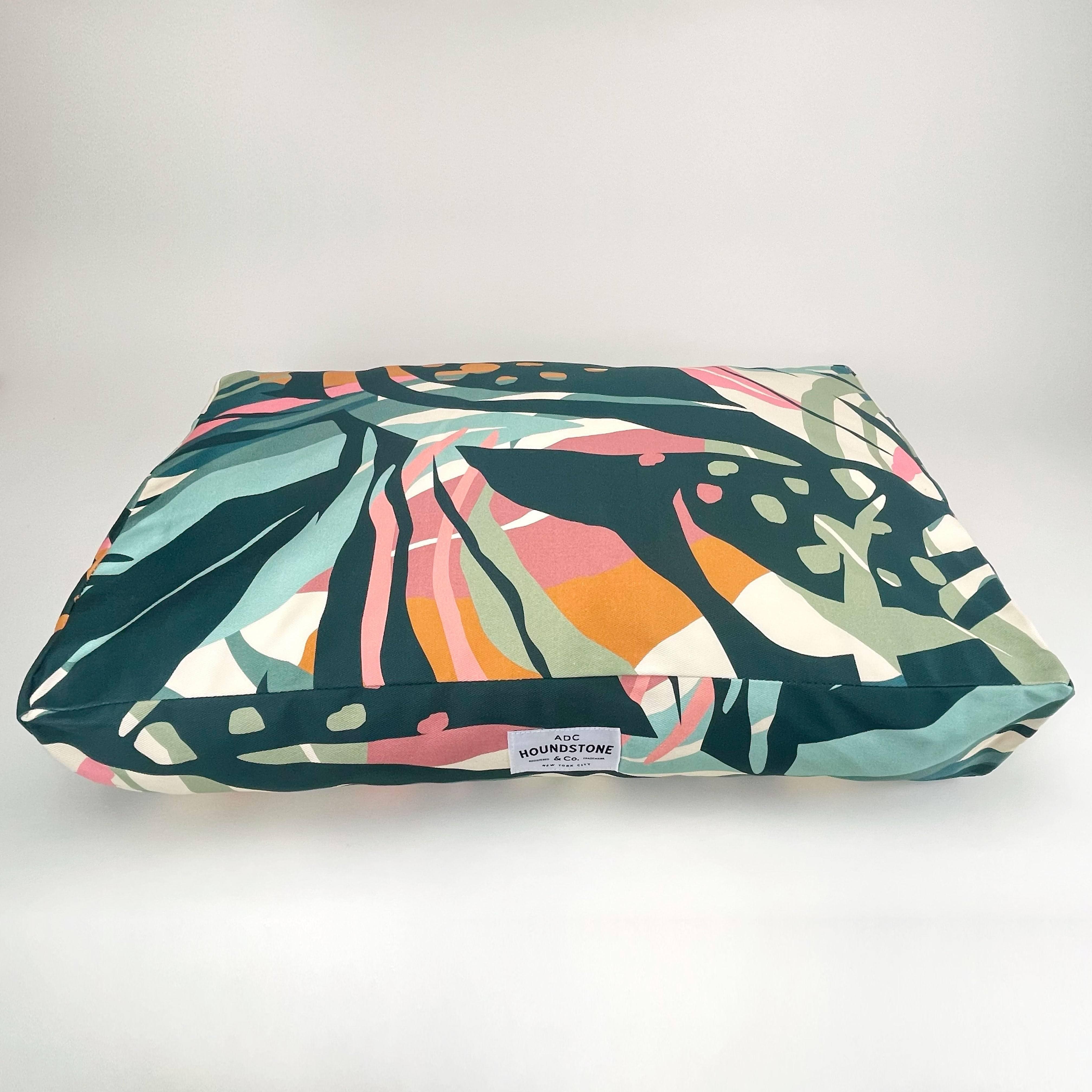 Houndstone Dog Bed, Waterproof Liner, Made in USA - Abstract Tropics