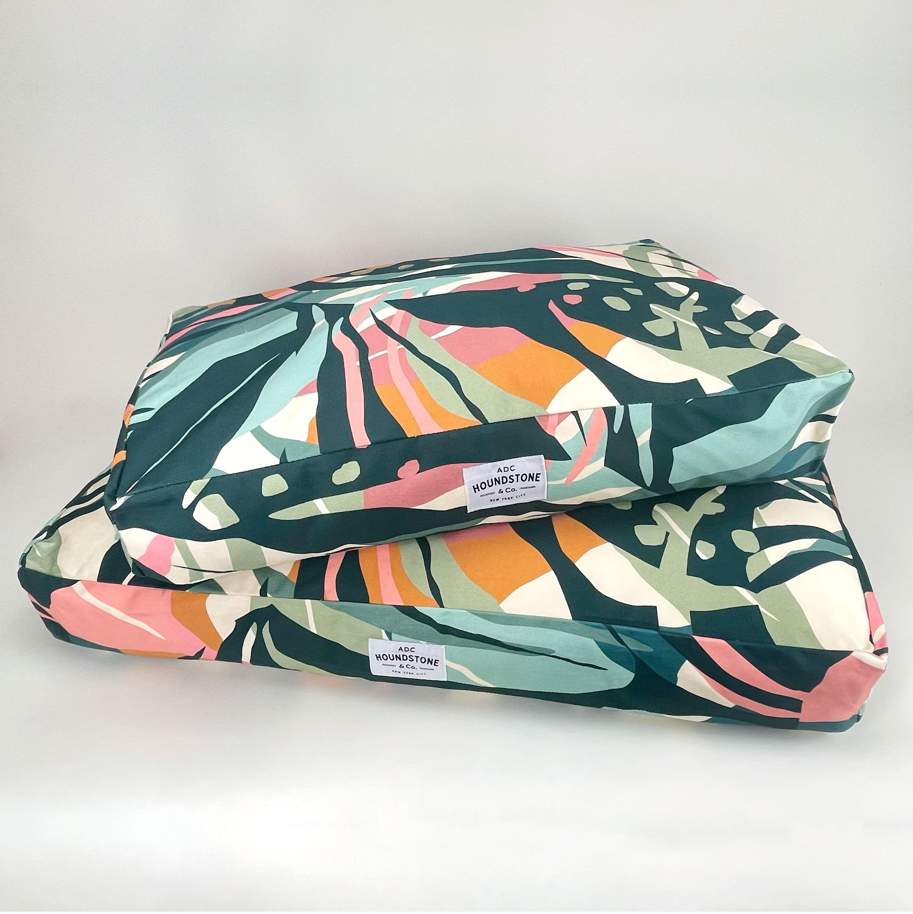 Houndstone Dog Bed, Waterproof Liner, Made in USA - Abstract Tropics