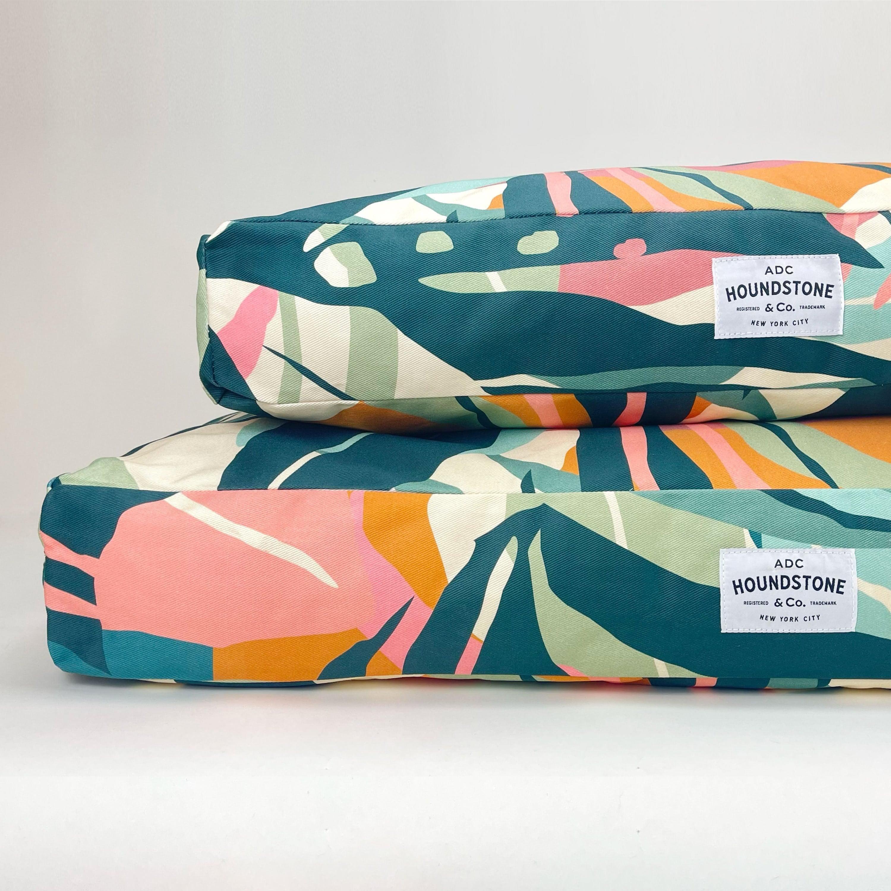Houndstone Dog Bed, Waterproof Liner, Made in USA - Abstract Tropics